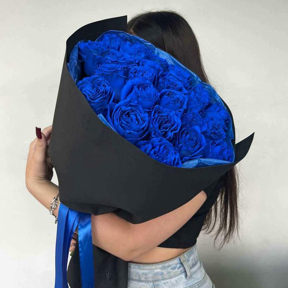 Букет из 25 синих роз Premium